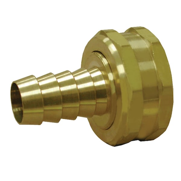 Jones Stephens 3/4in. FHT Swivel x 1/2in. Hose Barb Brass Garden Hose Adapter G20036 - main